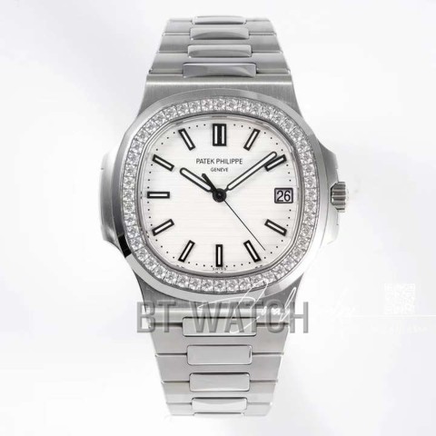 파텍필립 노틸러스 화이트 피아노 다이얼 5711 다이아 베젤40mm Patek Philippe Nautilus