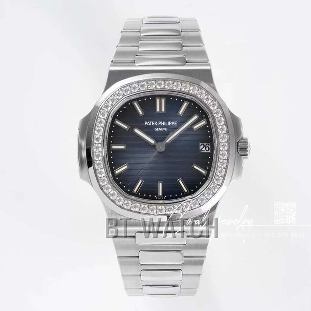 파텍필립 노틸러스 청판 다이얼 5711 다이아 베젤 40mm Patek Philippe Nautilus