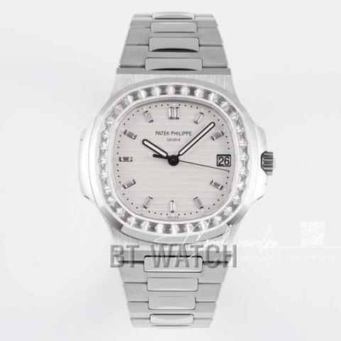 파텍필립 노틸러스 피아노 다이얼 5711 바게트 다이아 베젤 40mm Patek Philippe Nautilus