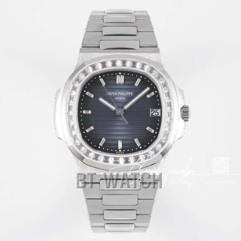 파텍필립 노틸러스 청판 다이얼 5711 바게트 다이아 베젤 40mm Patek Philippe Nautilus