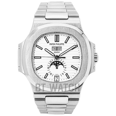 파텍필립 노틸러스 문페이즈 화이트 다이얼 스틸 5726 40mm Patek Philippe Nautilus