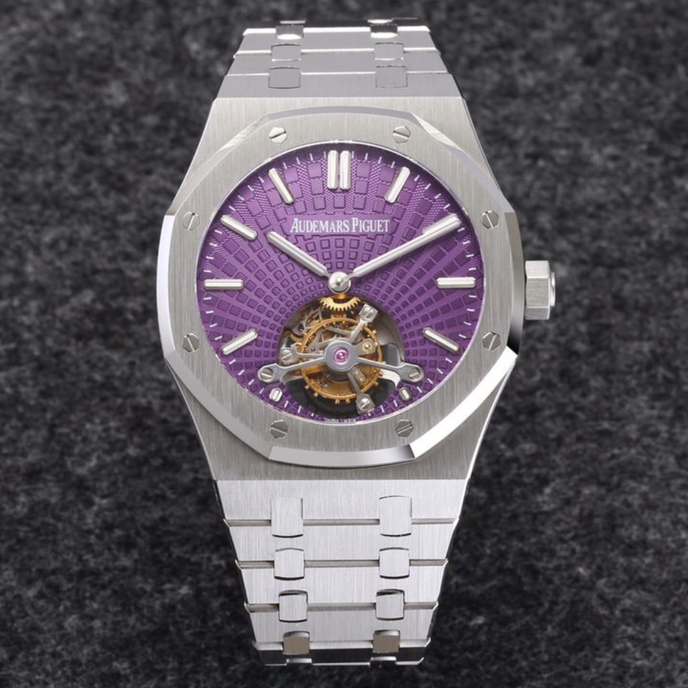 오데마피게 로얄오크 뚜르비옹 스틸 퍼플다이얼 41mm Audemars Piguet Royal Oak