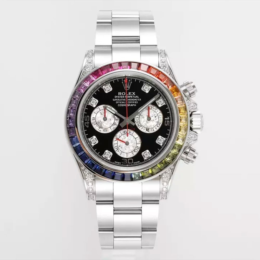 롤렉스 데이토나 검판 레인보우 다이아 베젤 40mm Rolex Daytona