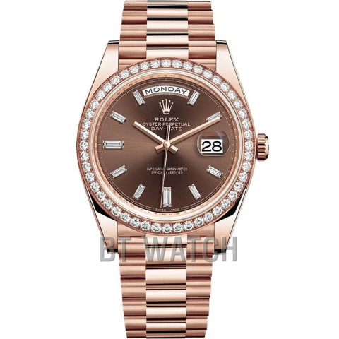 롤렉스 데이데이트 브라운 다이얼 다이아 베젤 40mm m228238 Rolex Daydate