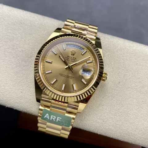 ARF공장 롤렉스 데이데이트 샴폐인 인덱스 다이얼 옐골 40mm