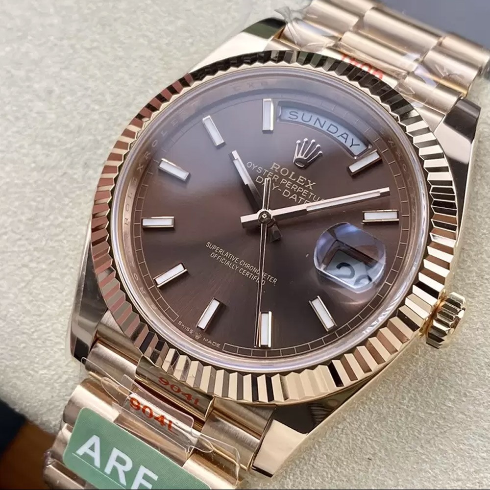 롤렉스 데이데이트 브라운 인덱스 다이얼 로골 40mm Rolex Daydate