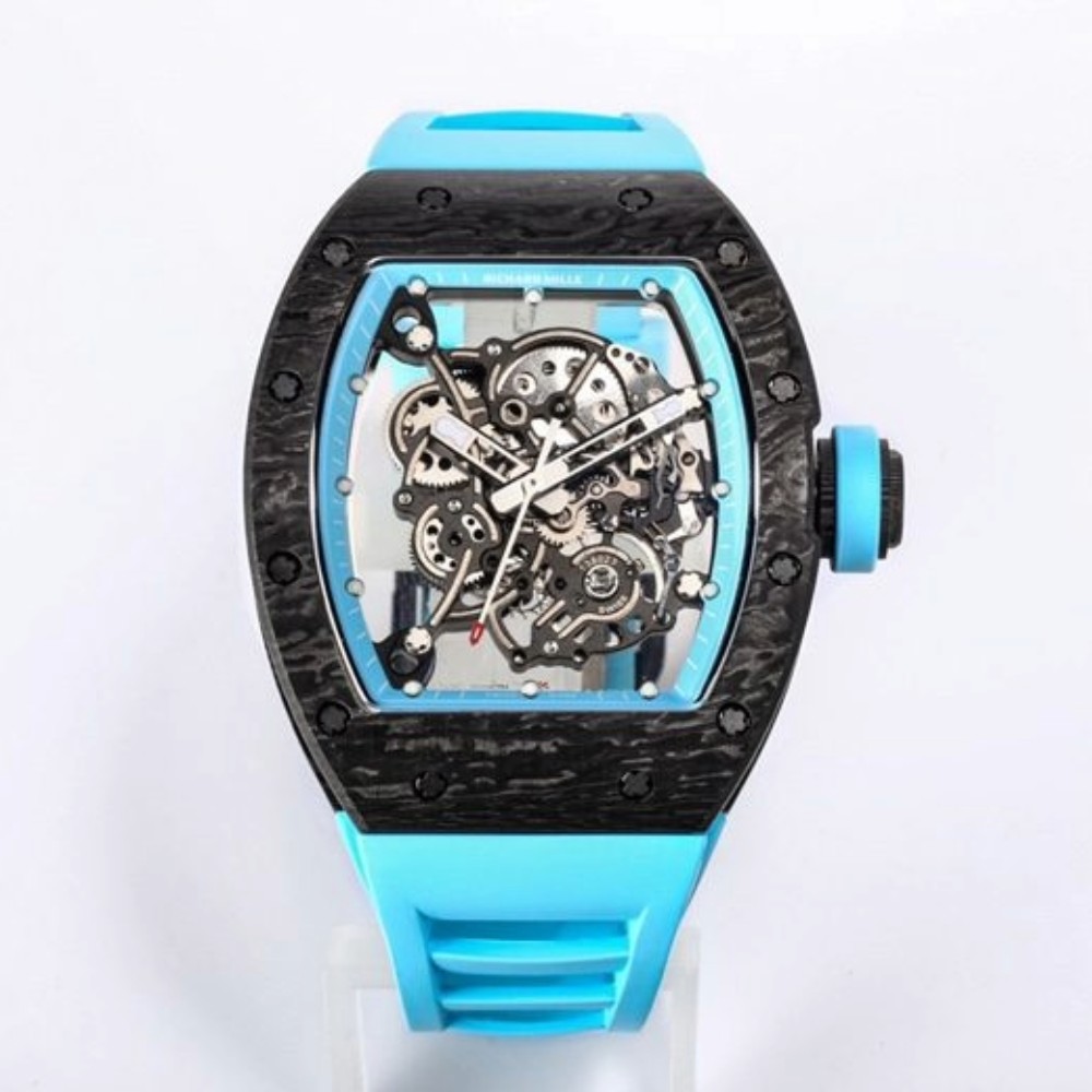 리차드밀 블랙 카본 뚜르비옹 블루 러버밴드 RM-055 Richard Mille
