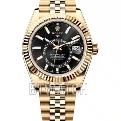 NOOB공장 스카이드웰러 옐로우골드 블랙 다이얼 금통 42mm