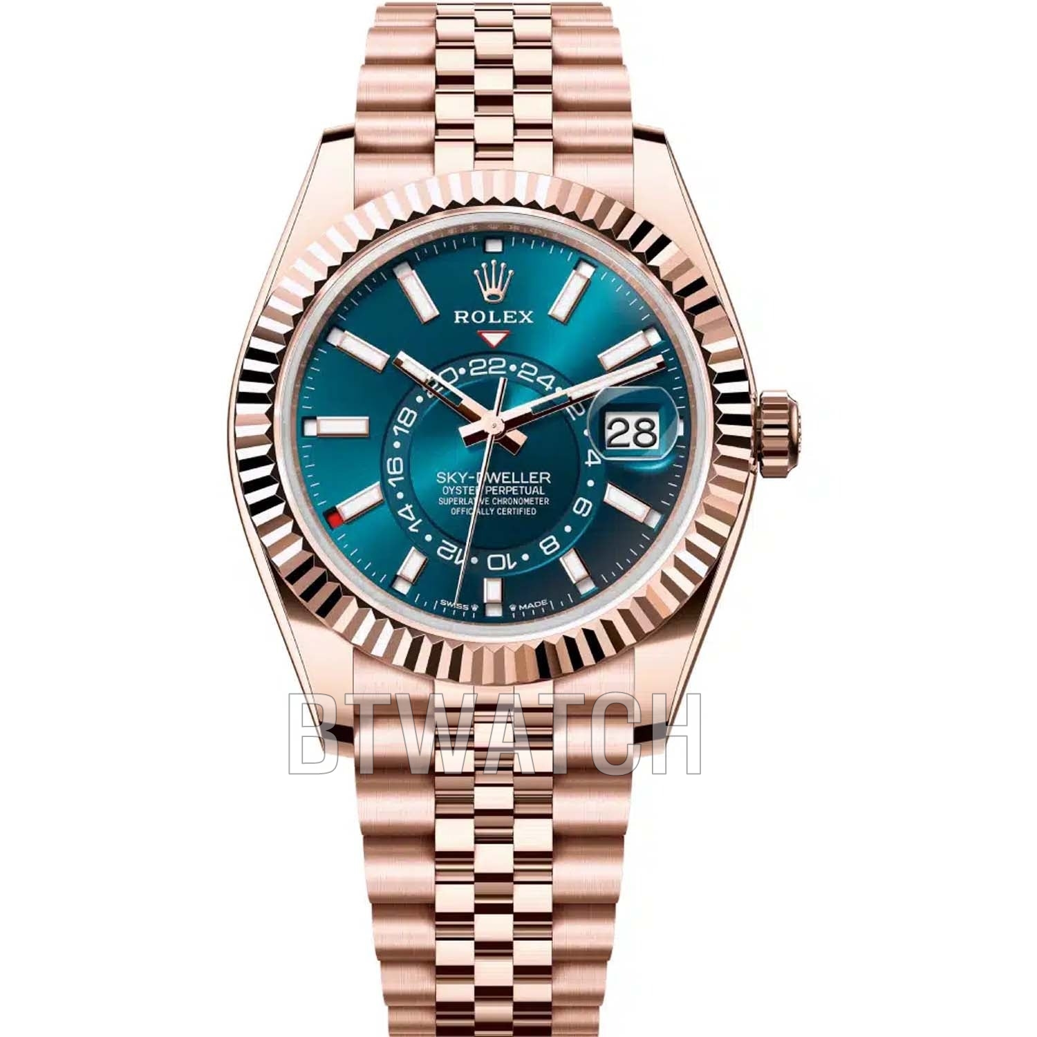 NOOB공장 롤렉스 스카이드웰러 청판 다이얼 로즈골드 금통 42mm