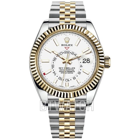 NOOB공장 스카이드웰러 화이트 다이얼 옐로우 골드 콤비 쥬빌레 42mm