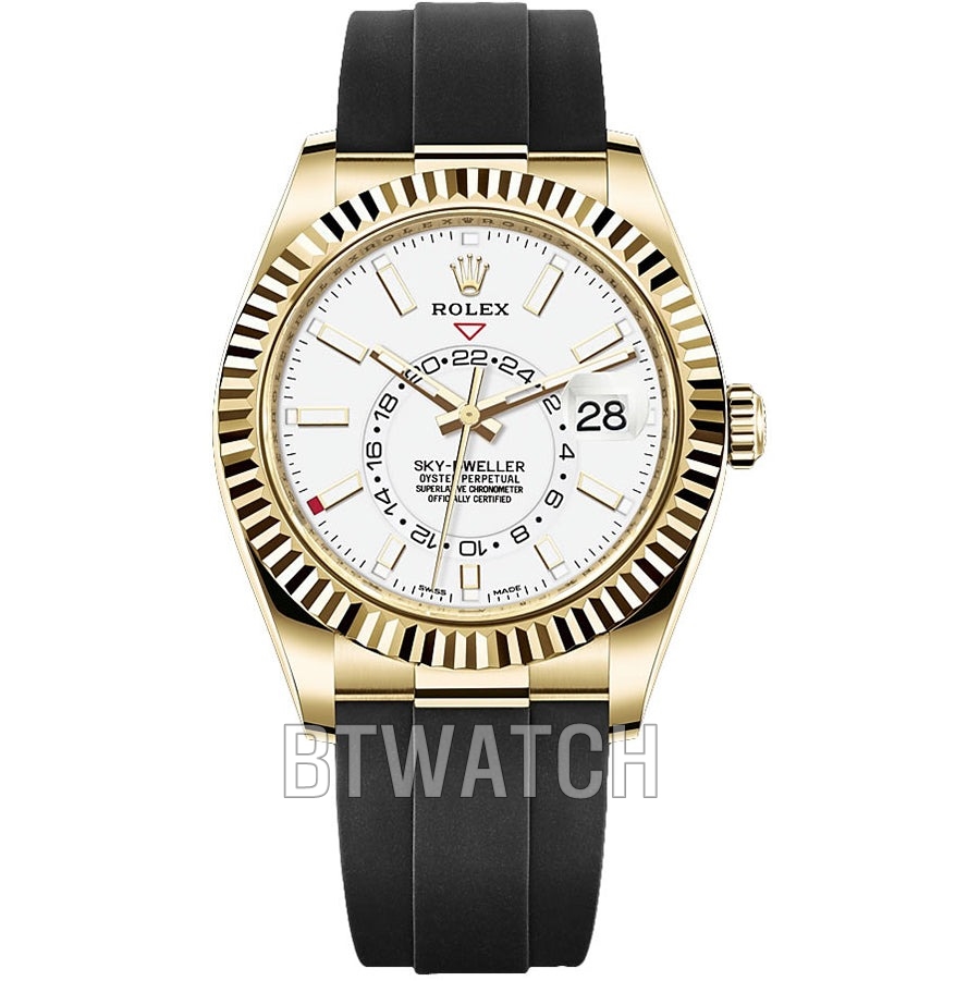 ZF공장 롤렉스 스카이드웰러 화이트 금통 러버 최신 텅스텐 (180g) 42mm